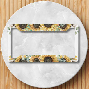 Yellow Sunflower Flower Floral Botanical License Plate Frame
