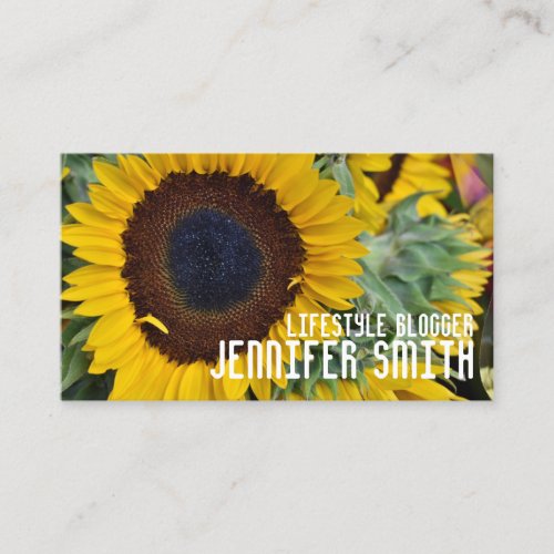 Yellow Sunflower Flower Floral Garden Nature Photo Business Card