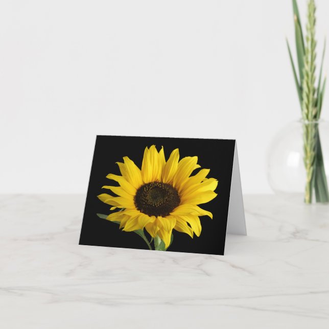 Yellow Sunflower Flower Hello Love Thinking of You Thank You Card (Front)