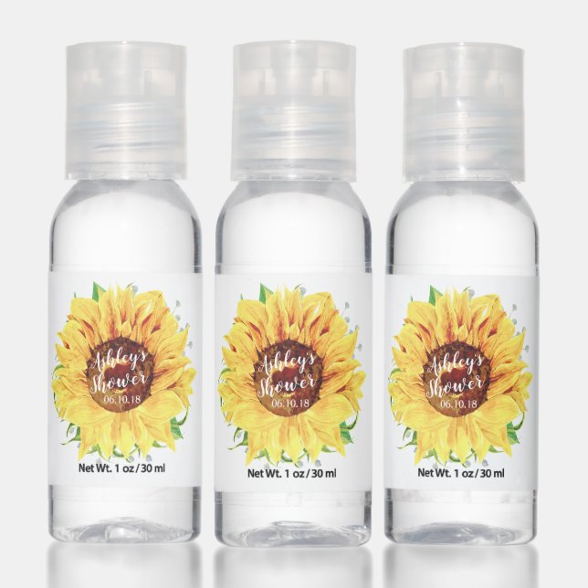 Yellow Sunflower Flower Wedding Bridal Shower Hand Sanitizer (Set)