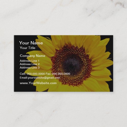 Yellow sunflower  flowers business card template