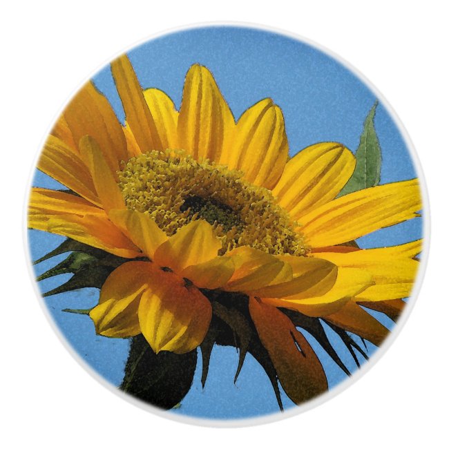 Yellow Sunflower for Ukraine Ceramic Knob