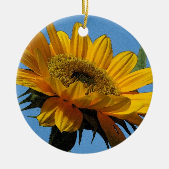 Yellow Sunflower for Ukraine Ceramic Ornament