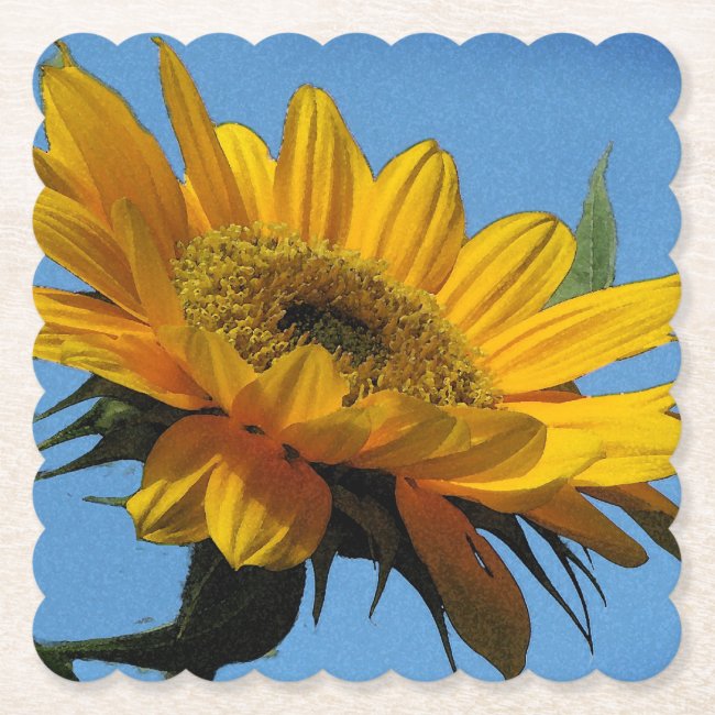 Yellow Sunflower for Ukraine Sturdy Paper Coasters