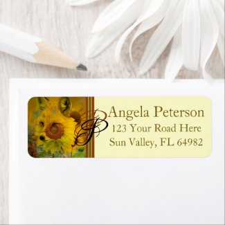 Yellow Sunflower Fox  Initial Return Address Label
