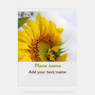 Yellow sunflower garden add photo text name travel acrylic sign