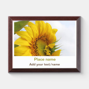 Yellow sunflower garden add photo text name travel award plaque