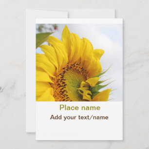 Yellow sunflower garden add photo text name travel holiday card
