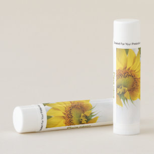 Yellow sunflower garden add photo text name travel lip balm