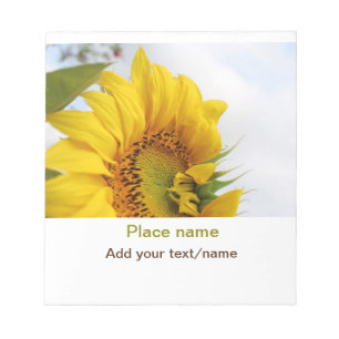 Yellow sunflower garden add photo text name travel notepad