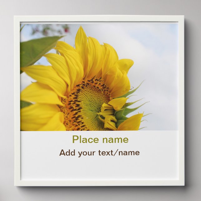 Yellow sunflower garden add photo text name travel peel and stick photo tile (Front Set)