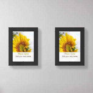 Yellow sunflower garden add photo text name travel wall art sets