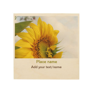 Yellow sunflower garden add photo text name travel wood wall art