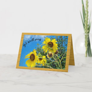 Yellow Sunflower Get Well Blue Sky Humor Mantis Card