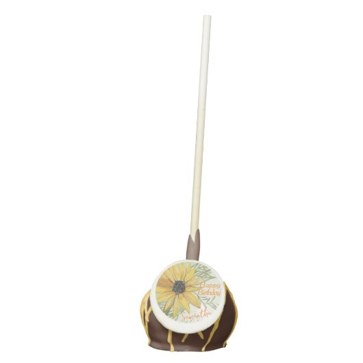 Yellow Sunflower Girl Birthday Cake Pops (Front)