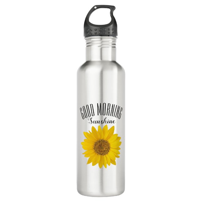 Yellow Sunflower Good Morning Sunshine Stainless Steel Water Bottle (Front)