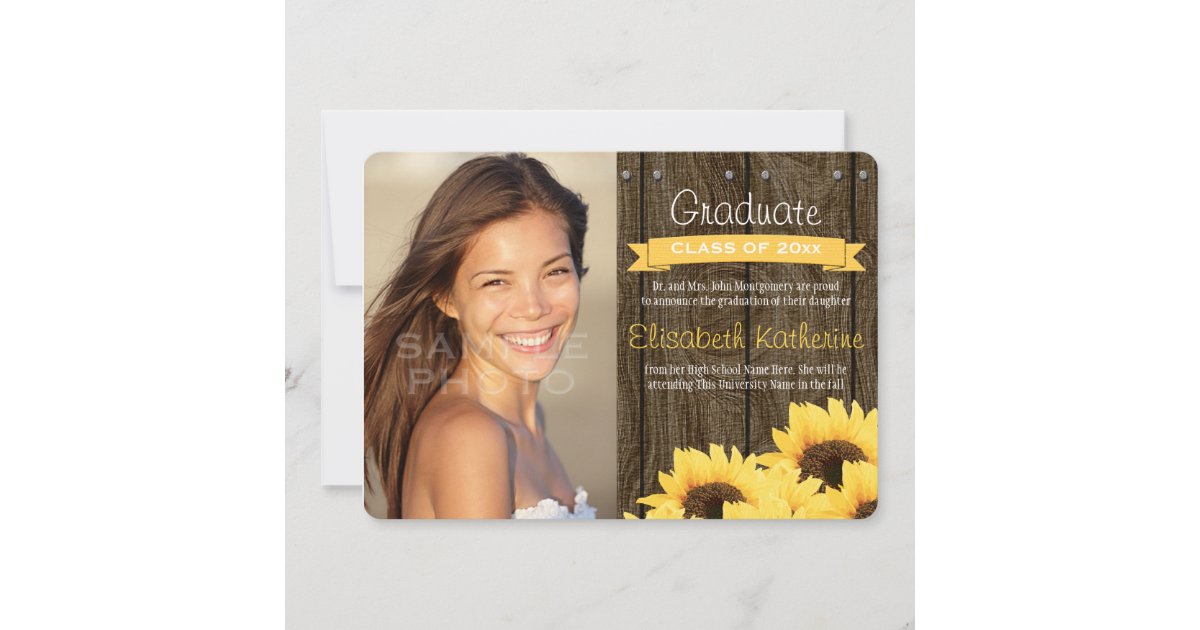 Yellow Sunflower Graduation Announcement | Zazzle