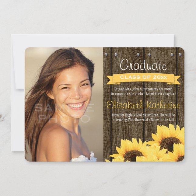 Yellow Sunflower Graduation Announcement (Front)