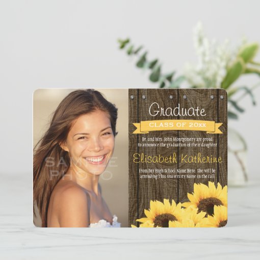 Yellow Sunflower Graduation Announcement | Zazzle