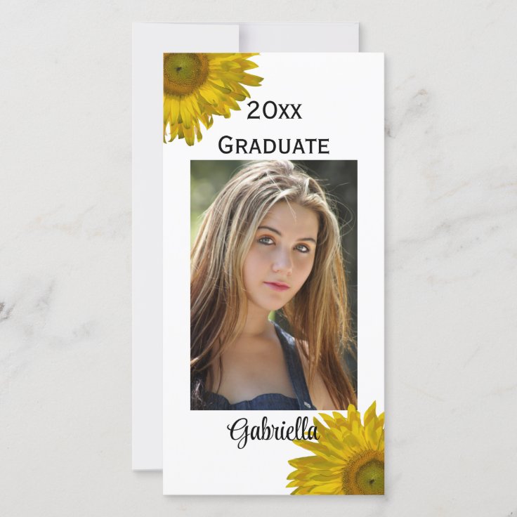 Yellow Sunflower Graduation Announcement Photo | Zazzle