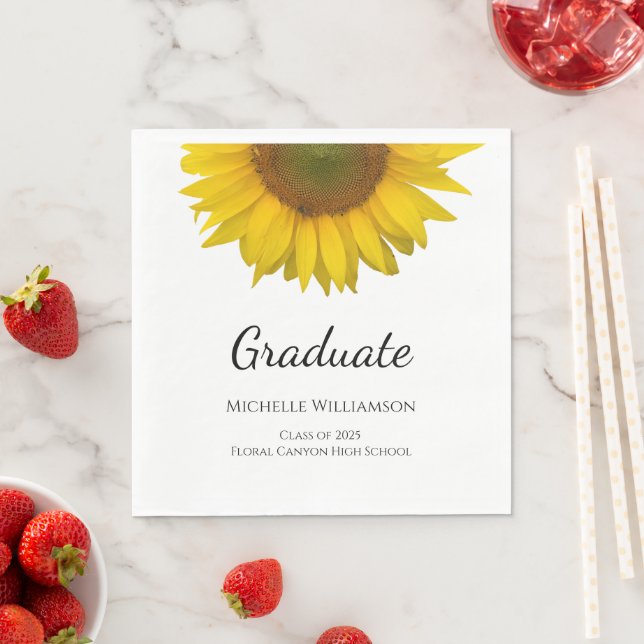 Yellow Sunflower Graduation Party Class of 2025 Napkins (Insitu)