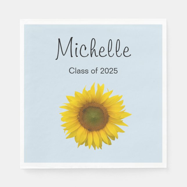 Yellow Sunflower Graduation Party Napkins (Front)