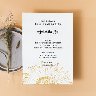 Yellow Sunflower Graphic Bridal Shower Invitation