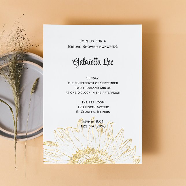 Yellow Sunflower Graphic Bridal Shower Invitation (Creator Uploaded)