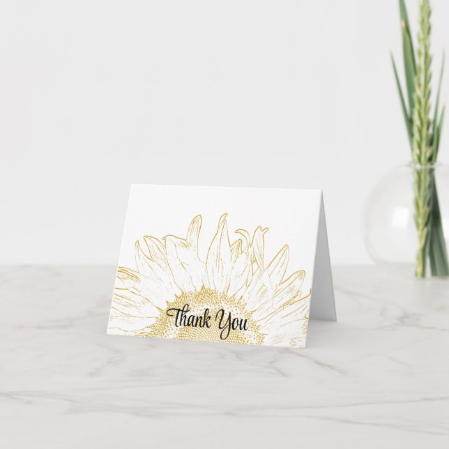 Yellow Sunflower Graphic Bridesmaid Thank You Card (Front)