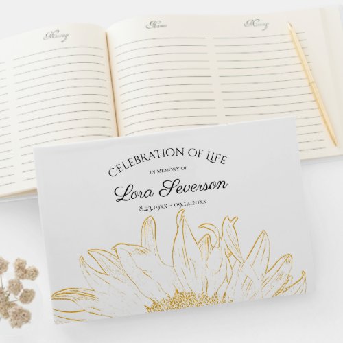 Yellow Sunflower Graphic Celebration of Life   Guest Book