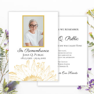 Yellow Sunflower Graphic Death Anniversary Invitation