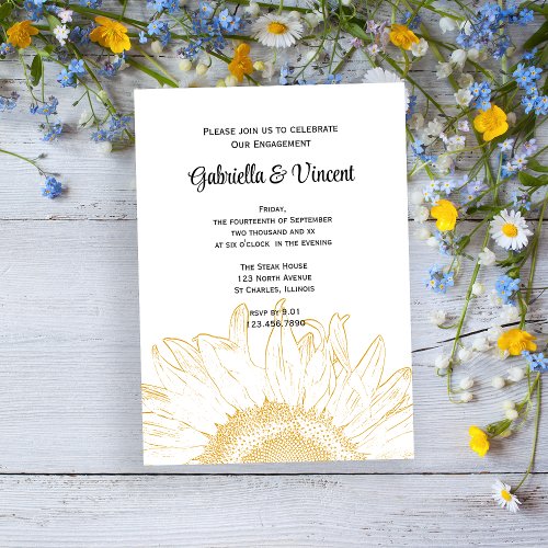 Sunflower Graphic Engagement Party Invitation