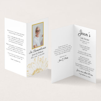 Yellow Sunflower Graphic Funeral Memorial Prayer Business Card