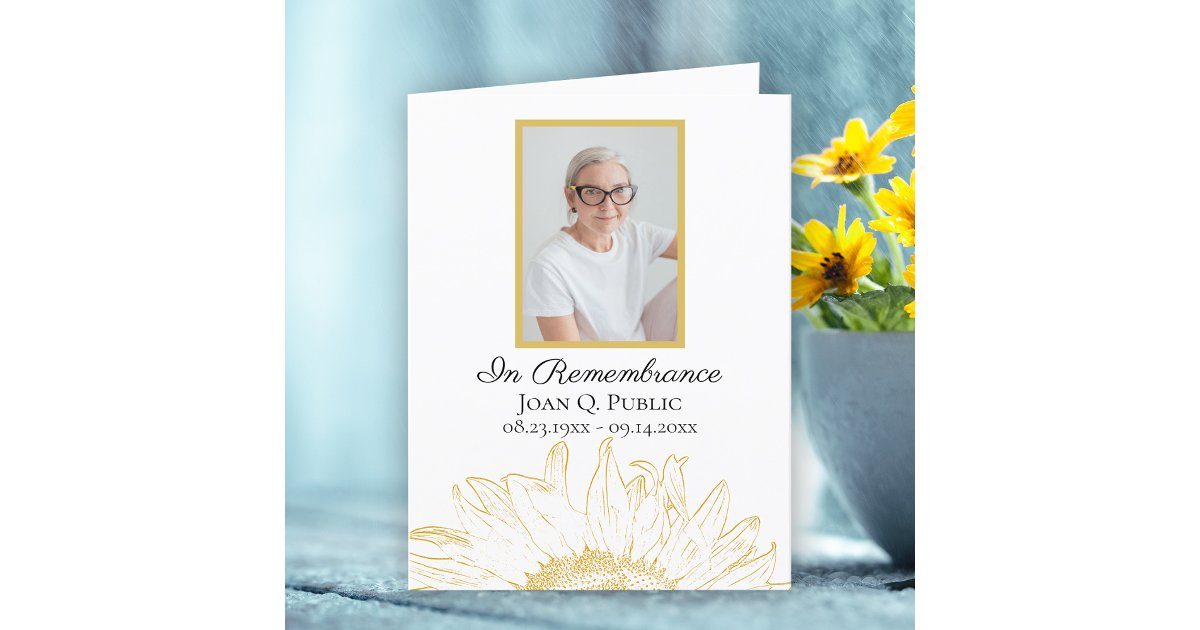 Yellow Sunflower Graphic Funeral Memorial Sympathy Thank You Card | Zazzle