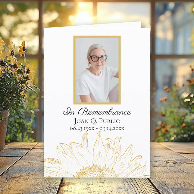 Yellow Sunflower Graphic Funeral Service Folded Program (Creator Uploaded)