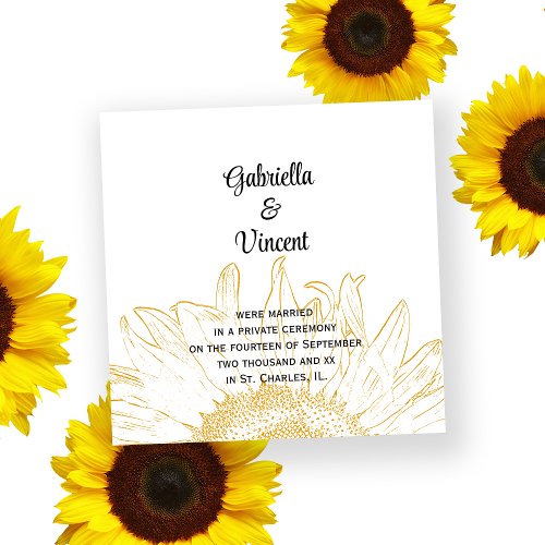 Graphic Sunflower Marriage Announcement