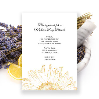 Yellow Sunflower Graphic Mother's Day Brunch Invitation