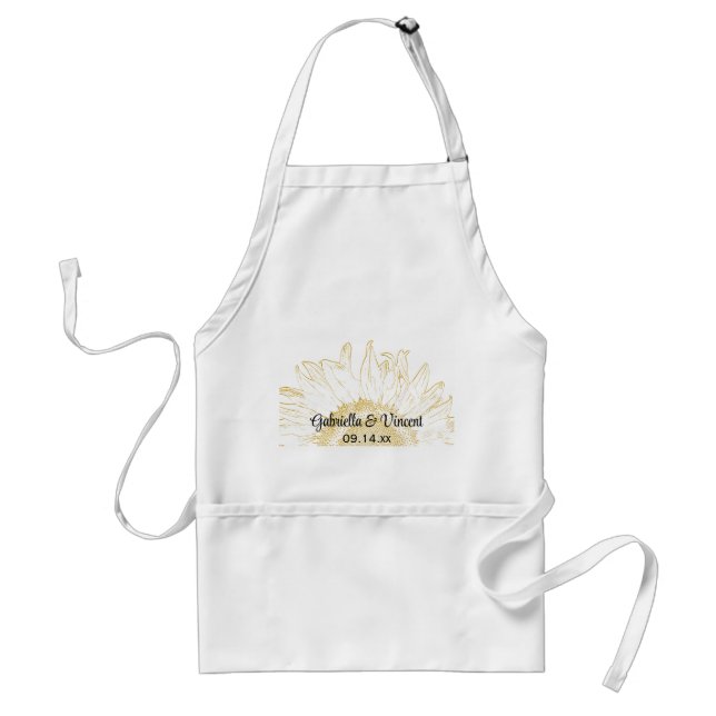 Yellow Sunflower Graphic Wedding Adult Apron (Front)