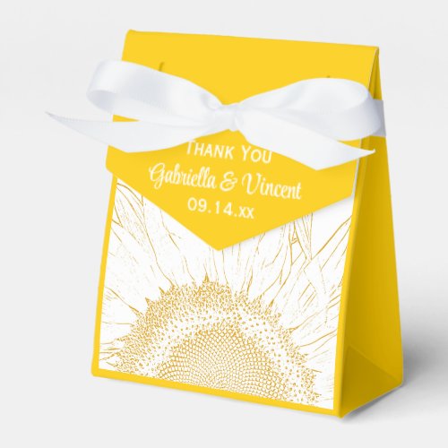 Yellow Sunflower Graphic Wedding Favor Boxes