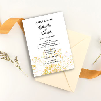 Yellow Sunflower Graphic Wedding Invitation by loraseverson at Zazzle