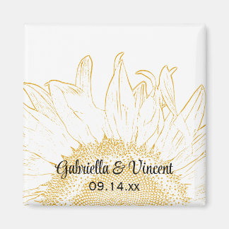Yellow Sunflower Graphic Wedding Magnet