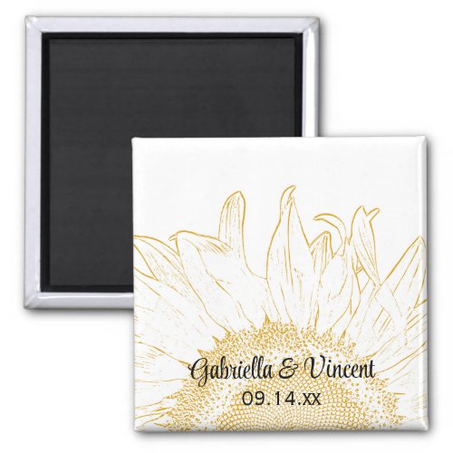 Yellow Sunflower Graphic Wedding Magnet