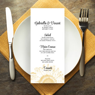Yellow Sunflower Graphic Wedding Menu