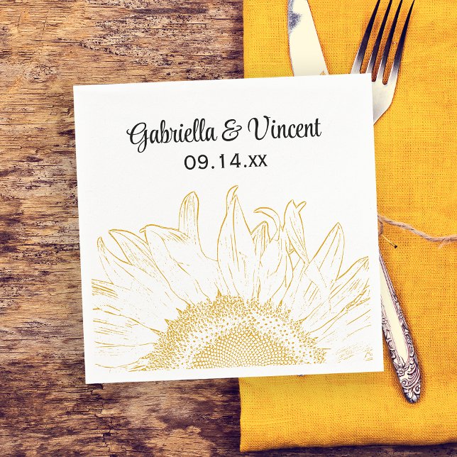 Yellow Sunflower Graphic Wedding Napkins (Creator Uploaded)