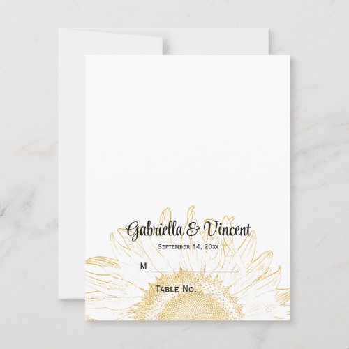 Sunflower Graphic Wedding Reception Place Card Custom Announcement