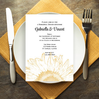 Yellow Sunflower Graphic Wedding Rehearsal Dinner Invitation