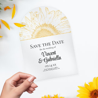 Yellow Sunflower Graphic Wedding Save the Date