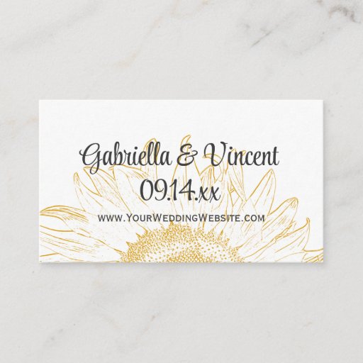 Customizable Sunflower Graphic Wedding Website Card Business Cards