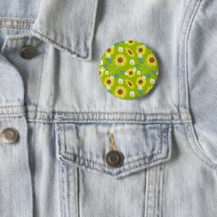 Yellow Sunflower Green Background Flower Floral Button