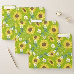 Yellow Sunflower Green Background Flower Floral File Folder